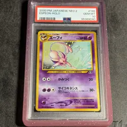 2000 Pokemon Japanese Neo 2 #196 Espeon Holo PSA 10 GEM MINT - Image 1