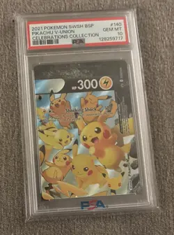 2021 POKEMON SWSH PROMO CELEBRATIONS COLLECTION #140 PIKACHU V-UNION PSA 10 - Image 1