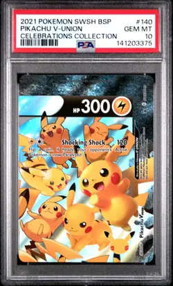 2021 POKEMON SWSH BLACK STAR PROMO #140 PIKACHU V-UNION PSA 10 - Image 1