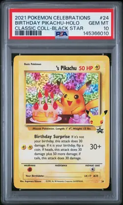 2021 POKEMON CELEBRATIONS CLASSIC COLLECTION #24 BIRTHDAY PIKACHU-HOLO PSA 10 - Image 1