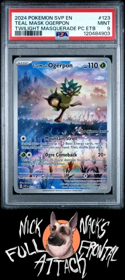 2024 Pokemon SV Black Star Promo #123 Teal Mask Ogerpon TWM P.C. ETB PSA 9 - Image 1