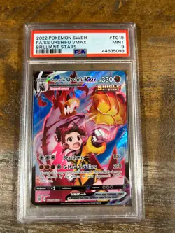 POKEMON 2022 2 Brilliant Stars Full Art Single Strike URSHIFU Vmax #TG19 PSA 9 - Image 1