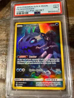 POKEMON 2019 Sun Moon Cosmic Eclipse Secret Full Art WISHIWASHI #240 PSA 9 Mint - Image 1