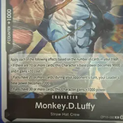 Monkey.D.Luffy OP15-092 R Rare One Piece Card Game Straw Hat Crew Black Card - Image 3