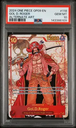 2024 ONE PIECE OP09-EMPERORS IN THE NEW WORLD ALTERNATE ART GOL D. ROGER PSA 10 - Image 1