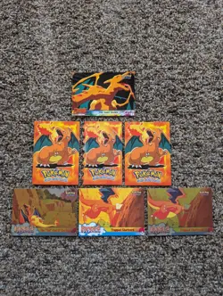 7 Topps Pokemon Cards. Cut Charizard. Charizard. Trapped. Tail End Holo - Image 1