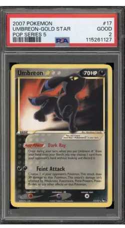 Pokemon Umbreon Gold Star Pop Series 5 #17/17 PSA 2 VG-EX 2007 - Image 1