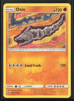 Onix 109/214 Common Lost Thunder Pokemon Lightly Played - Image 1