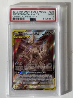 Palkia GX Dlga Arcs 2019 Pokemon Sun & Moon Cosmic Eclipse #221 PSA 9 US Seller! - Image 1