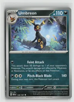Umbreon 130/197 Uncommon Obsidian Flames Pokemon NM - Image 1