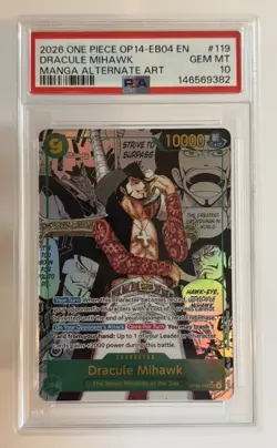2026 One Piece Manga Alternate Art #119 Dracule Mihawk Gem Mint PSA 10 - Image 1