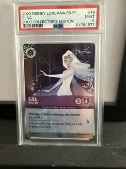 2023 Disney Lorcana D100 Promo Elsa Gloves Off Alternate Art #19 PSA 9 MINT - Image 3