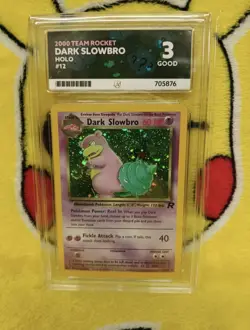 Pokemon Team Rocket Set 2000 Holo Dark Slowbro 12/82 Ace Graded 3 Good Swirl - Image 1