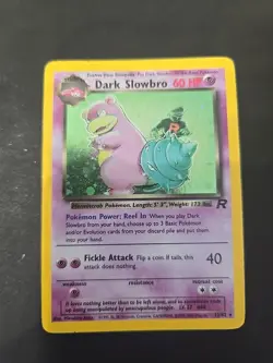 🌀Swirl🌀Pokemon Dark Slowbro 12/82 Team Rocket Holo Swirl Vintage Card WOTC - Image 1