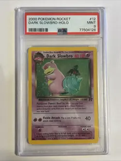 PSA 9 Dark Slowbro Team Rocket 12/82 Unlimited Pokemon Card Holo MINT WITH SWIRL - Image 1