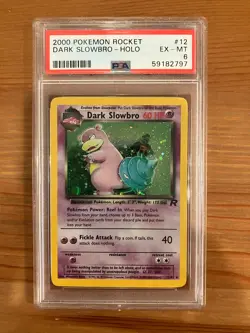 2000 Pokemon Team Rocket Dark Slowbro Holo 12/82 PSA 6 EX-MT - Image 1