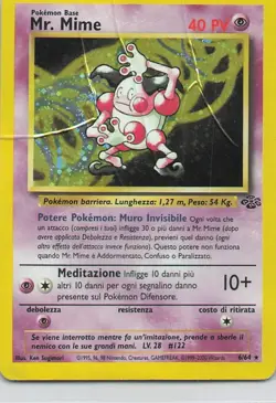 Mr. Mime 6/64 Jungle Holo Rare Pokemon Card WOTC 1999 - HP - Image 1