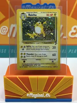 Raichu #16 Holo Rare WoTC Pokemon TCG 1999 Base Set 2 DMG - Image 1