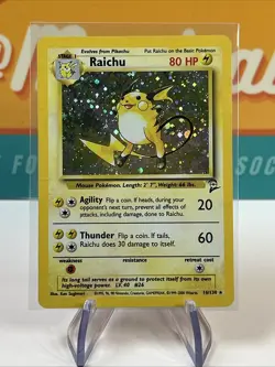 Raichu #16 Holo Rare WoTC Pokemon TCG 1999 Base Set 2 DMG - Image 3