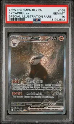 2025 POKEMON BLK BLACK BOLT #168 EXCADRILL ex SPECIAL ILLUSTRATION RARE PSA 10 - Image 1