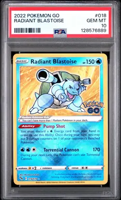 2022 Pokemon Go Radiant Blastoise #018 PSA 10 GEM MINT - Image 1