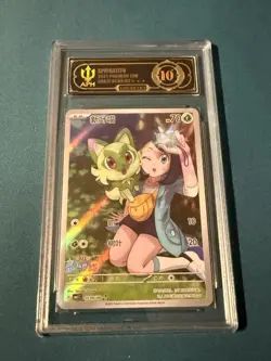 Pokemon S-Chinese Sprigatito CBB1C-01 09/09 Gem Exclusive AR APH 10 Like PSA CGC - Image 1