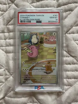 PSA 10 Chansey 187 English Pokemon Twilight Masquerade Illustration Rare 2024 - Image 1