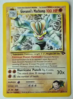 Pokemon Giovanni's Machamp 6/132 Holo Rare Unlimited Gym Challenge LP/NM - Image 1