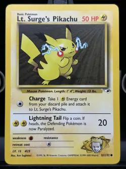 Lt. Surge's Pikachu Gym Heroes 81/132 Regular Common 1999 WOTC Pokemon TCG LP - Image 3