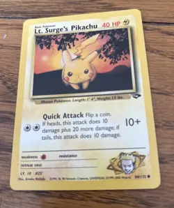 Pokemon TCG Lt. Surge's Pikachu Gym Challenge 84/132 40 HP Basic Co… - Image 1
