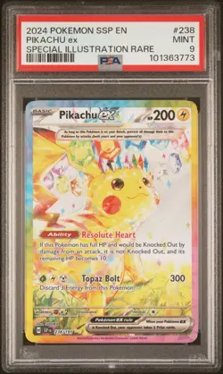 Pokemon Pikachu TCG EX Card 238/191 Surging Sparks PSA 9 Mint - Image 1