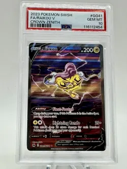 2023 POKEMON SWORD & SHIELD CROWN ZENITH #GG41 FULL ART/RAIKOU V PSA 10 - Image 1