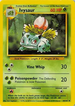 Pokemon TCG Ivysaur Base Set, Unlimited Uncommon Card 30/102 HP - Image 3