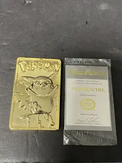 1999 Pikachu Pokemon 23k Gold Plated Trading Card Burger King with Certificate - Image 1