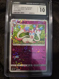 2025 CGC 10 Gem Mint Sylveon 09 05/15 Stars Holo Gem Pack Vol 2 S Chinese - Image 1