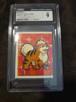 Pokemon Growlithe 1998 Merlin Sticker Series 1 Graded CGC 9 MINT #181 - Image 1