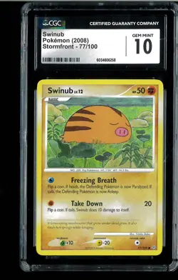 CGC 10 Swinub (6034606258) - 77/100 - Stormfront Graded Pokemon - Image 1