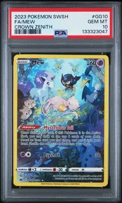 2023 POKEMON SWORD & SHIELD CROWN ZENITH #GG10 FULL ART/MEW PSA 10 - Image 1