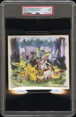 2019 POKEMON SHIKISHI ART 1 #14 PIKACHU & EEVEE EVOLUTIONS PSA 9 - Image 1