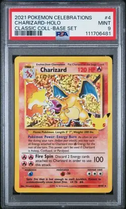 2021 Pokemon Celebrations Charizard Holo Classic Collection Base Set #4 PSA 9 - Image 1