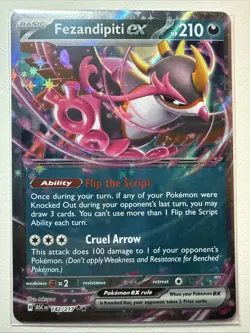 Pokemon TCG Ascended Hero’s Fezandipiti Ex 142/217 Double Rare Near Mint Holo - Image 1
