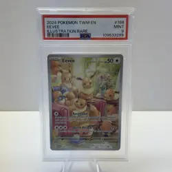 POKEMON 2024 TWILIGHT MASQUERADE EEVEE ILLUSTRATION RARE 188 PSA 9 - Image 1