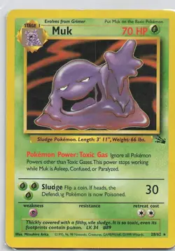 MUK 28/62 RARE FOSSIL POKEMON UNLIMITED - Image 1
