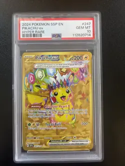2024 Pokemon Surging Sparks Pikachu Ex Hyper Rare 247 PSA 10 - Image 1