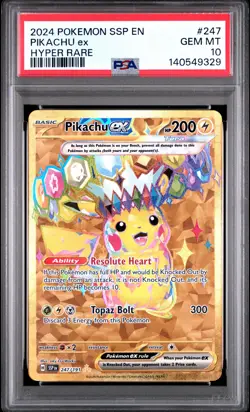 2024 POKEMON SSP EN-SURGING SPARKS HYPER RARE #247 PIKACHU EX PSA 10 - Image 1