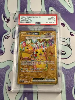 2024 Pokemon Surging Sparks Pikachu ex #247 Hyper Rare PSA 10 - Image 1