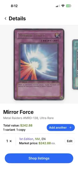 Yu-Gi-Oh Mirror Force MRD-138 1st Edition Ultra Rare Holo Card NM-M Condition - Image 2