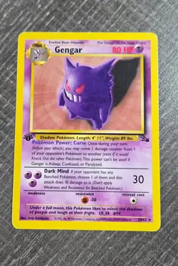 Gengar 20/62 1st edition Fossil 1999 Pokemon Card Rare MP-LP - Image 1