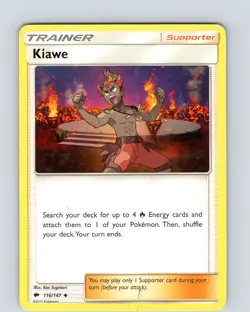 Pokemon TCG Kiawe S&M Burning Shadows 116/147 Uncommon Card Played MP-LP - Image 1