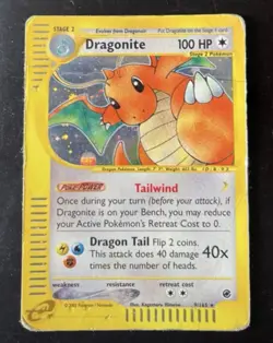 Pokemon Card- Dragonite-Expedition-Holo-9/165-Rare-ENG-E-reader-POOR - Image 1